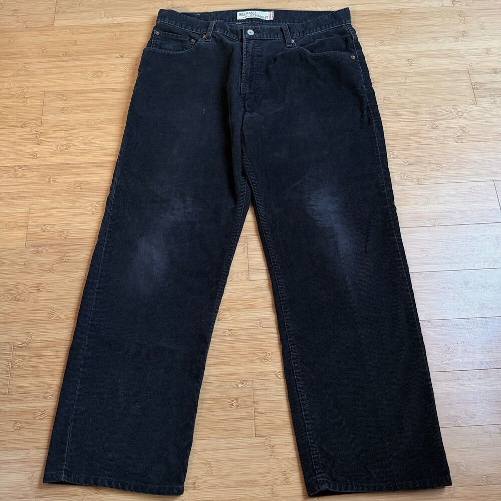 Vintage Levis 559 Relaxed Straight Corduroy Pants Black Mens 36x30 Baggy Y2K